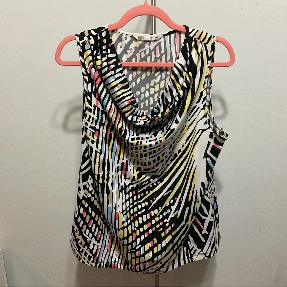 Peter Nygard Multicolor Geometric Collared Top Size L - Picture 2 of 7